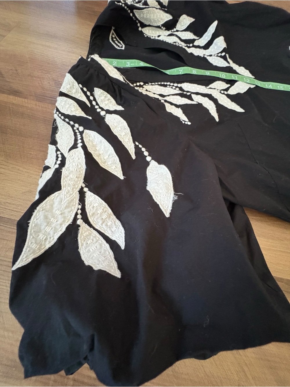 Anthropologie Black Blouse with White Leaf Embroidery - Picture 10 of 12